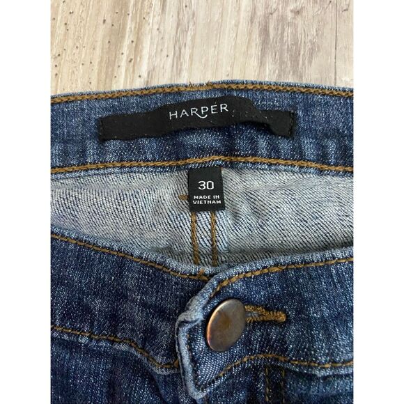 Harper Curvy Fit Mid Rise Jeans Ankle Crop Raw Hem Distressed Women’s Sz 30 - Picture 4 of 7